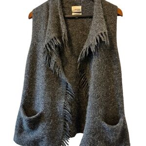 Wilfred Free Charcoal Gray Sweater Vest With Fringe Size XS